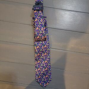 Cape Cod Blue Silk Neckwear Paisley Pattern Formal Tie For Men's